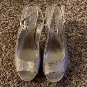 Rampage Silver Glitter peep-toe sling back heels